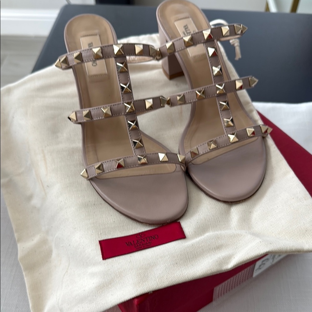 Valentino Women's Studded Sandals - Beige